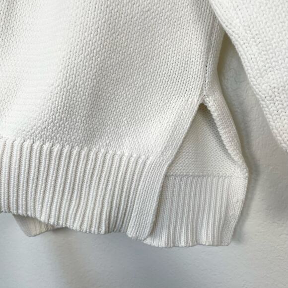 Jenni Kayne Chunky Crewneck Cotton Sweater Ivory White Boyfriend Everyday L - Picture 9 of 16